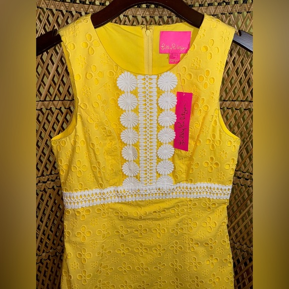 Lilly Pulitzer NWT Railee Eyelet Shift Dress St Tropez Yellow Size 4 - Picture 14 of 15